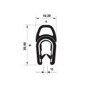 Pryžový profil EPDM 19.0374 - 10.2 x 20.5 mm (plech 1-4mm)