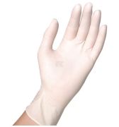 Jednorázové latexové rukavice průhledné bez pudru, délka 24 cm, vel. 9/L (100 ks)