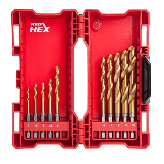 HSS-G Titan - sada vrtáků do kovu RED HEX 3 - 10 mm