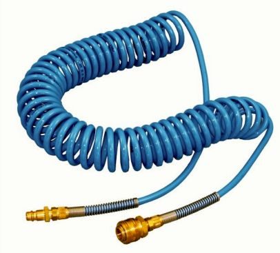 Hadice pro pneu nářadí 5 x 8 - 5 m spirálová PU hadice s rychlospojkami
