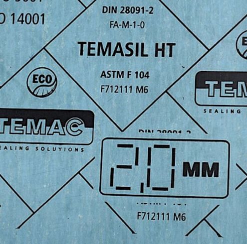 Těsnicí bezasbestová deska TEMASIL HT - tl. 2.0 mm - 1500 x 1500 mm