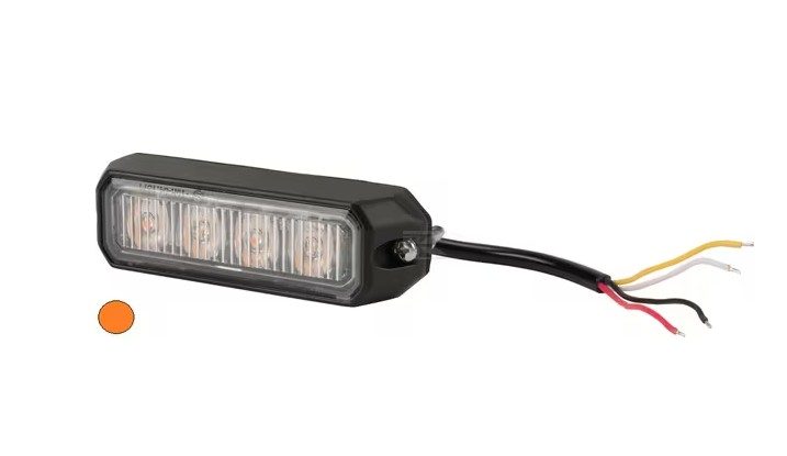 Poziční oranžové LED světlo 12 W 96x19x28 mm s funkcí blikání, obdélník, 12/24 V, 4 LED