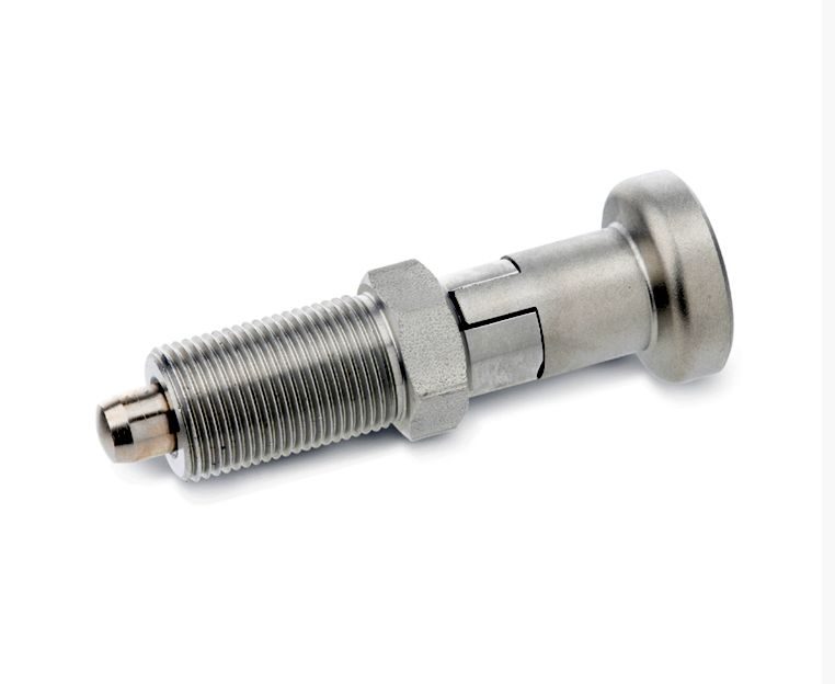 Pružinový pístek s pojistnou maticí ELESA+GANTER GN 617.1-10-AKN-NI - M20 x 1.5 - nerez ocel