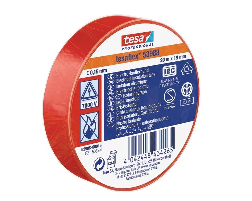 Elektroizolační páska - červená 19 mm x 20 m, TesaFLEX®