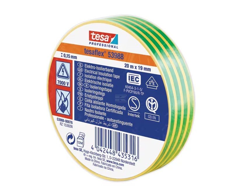 Elektroizolační páska - žluto-zelená 19 mm x 20 m, TesaFLEX®