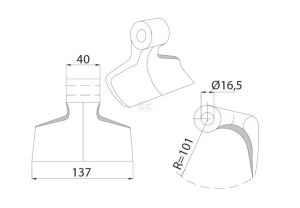 Mulčovací kladivo Berti 137 mm, pracovní poloměr 101 mm - CK0950