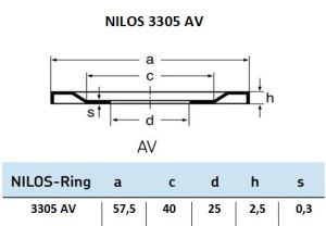 NILOS 3305 AV - Rozměrový nákres