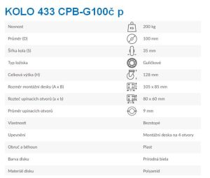 433 CPB-G100č p - Technické údaje