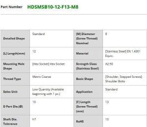 HDSMSB10-12-F13-M8 - Technické údaje