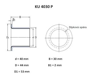 Kluzné pouzdro KU 4030 P - Rozměrové údaje