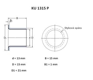 Kluzné pouzdro KU 1315 P - Rozměrové údaje