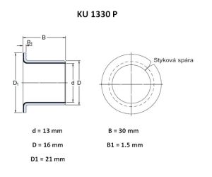 Kluzné pouzdro KU 1330 P - Rozměrové údaje