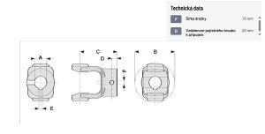 Vidlice na náboj s drážkou pro pero 10 mm, připojení 35 mm na hřídel T40 (V40)