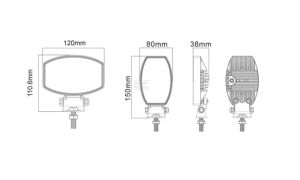 Pracovní LED světlo 15 W 120x38x80 mm 1710 lm, oválné, 10/30 V širokoúhlé 10 LED