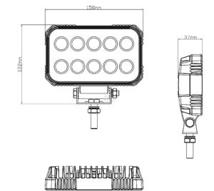 Pracovní LED světlo 15 W 150x37x100 mm 1900 lm, obdélníkové, 10/30 V širokoúhlé 10 LED