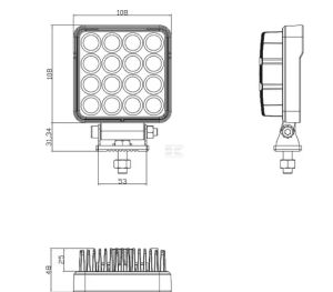 Pracovní LED světlo 25 W 108x48x108 mm 3040 lm, čtvercové, 10/30 V bodový paprsek 16 LED