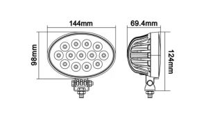 Pracovní LED světlo 39 W 144x69,4x98 mm 3510 lm, oválné, 10/30 V širokoúhlé 13 LED