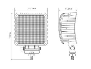 Pracovní LED světlo 48 W 112x54,5x136 mm 3840 lm, čtvercové, 10/30 V širokoúhlé 16 LED