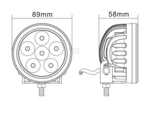 Pracovní LED světlo 18 W O 89 mm 1440 lm, kulaté, 10/30 V širokoúhlé 6 LED 