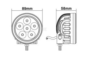 Pracovní LED světlo 18 W O 89 mm 1440 lm, kulaté, 10/30 V širokoúhlé 6 LED 