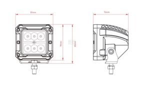 Pracovní LED světlo 18 W 81x76x78 mm 1620 lm, čtvercové, 10/30 V širokoúhlé 6 LED