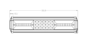 Světelná LED lišta 81 W 301,8x89x61 mm 7290 lm, zahnutá, 12/24 V 54 LED
