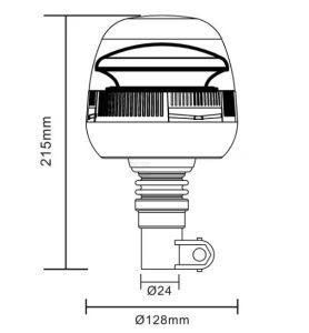 Maják LED 24 W, O 128 x 215 mm (12/24 V), upevnění na flexibilní tyč