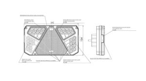 Multifunkční pravé zadní LED světlo, obdélníkové, 242,5 x 134 x 36,5 mm (12/24 V) 