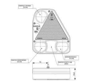 Pravé zadní LED světlo 174x54,5x206 mm, 12/24 V
