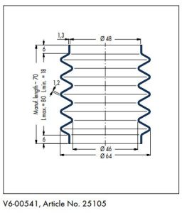 Rozměry manžety V6-00541