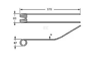 Pružné pero 9 x 86 x 592 mm s cívkou 49 mm (Claas) - 0009554830KR