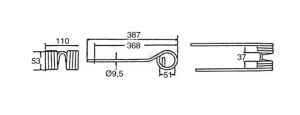 Pružné levotočivé pero 9,5 x 96 x 387 mm černé s cívkou 51 mm (Kuhn) - 58740600KR