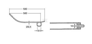 Pružné pero 9,5 x 92 x 590 mm s cívkou 51 mm (Kuhn) - K8013670KR