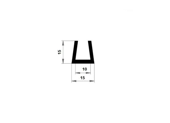 Lemovka černá U profil EPDM - 15 x 15 / 10 mm