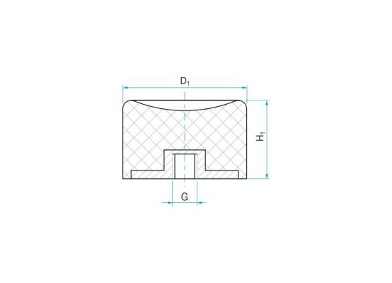 Pryžový doraz se závitem RUBENA válcový - 50 x 28 typ DS-5 - M10