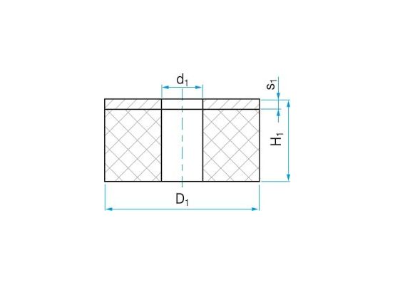 Silentblok válcový 40 x 17 typ GK - průchozí, d1=17, d2=9