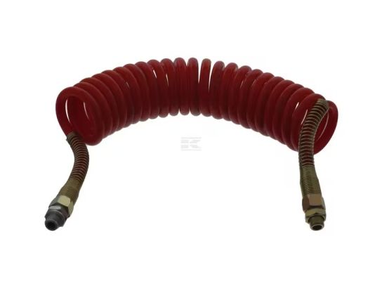 9 x 12 - 3.5 m  spirálová červená PU hadice s koncovkami M16x15 (takový okruh)