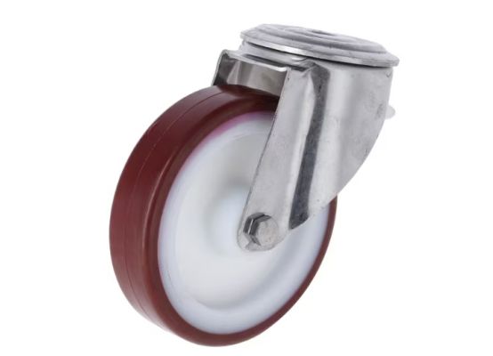 Nerezové otočné kolo 847 s PUR běhounem, 125 x 32 mm (max. 150 kg)