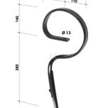 Kultivátorové pero rovné 10 x 32 x 525 se špičkou, upevňovací otvor 13 mm