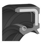 Průřez hřídelového těsnění