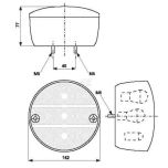 Zadní světlo levé 12/24 V, kulaté, červené/oranžové, pevná montáž, O 142 mm, Waś