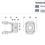 Vidlice na náboj s drážkou pro pero 10 mm, připojení 35 mm na hřídel T40 (V40)