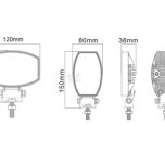 Pracovní LED světlo 15 W 120x38x80 mm 1710 lm, oválné, 10/30 V širokoúhlé 10 LED