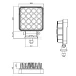 Pracovní LED světlo 25 W 108x48x108 mm 3040 lm, čtvercové, 10/30 V širokoúhlé 16 LED