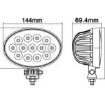 Pracovní LED světlo 39 W 144x69,4x98 mm 3510 lm, oválné, 10/30 V širokoúhlé 13 LED