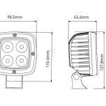 Pracovní LED světlo 40 W 98,5x63,4x98,5 mm 4000 lm, čtvercové, 10/30 V širokoúhlé 4 LED