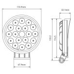 Pracovní LED světlo 36 W, 2850 lm, kulaté, 10/30 V, O 113,9 mm, širokoúhlé 18 LED