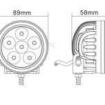 Pracovní LED světlo 18 W O 89 mm 1440 lm, kulaté, 10/30 V širokoúhlé 6 LED 