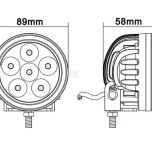 Pracovní LED světlo 18 W O 89 mm 1440 lm, kulaté, 10/30 V širokoúhlé 6 LED 