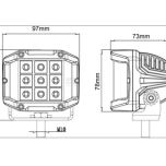Pracovní LED světlo 22,5 W, 2850 lm, čtvercové, 10/30 V, 89x97 mm
